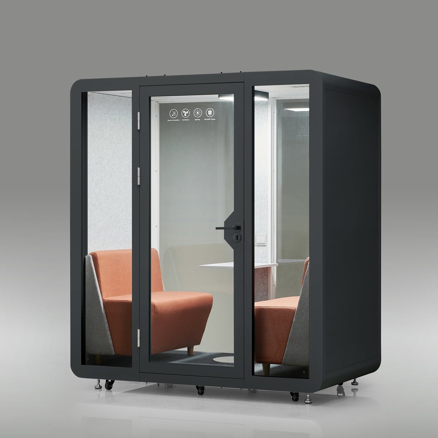 StreamingPods Grande Office Sound Pod Modular Meeting Booth - 2-4 Person Size