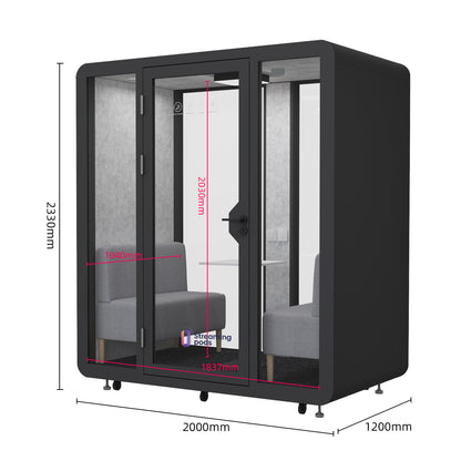 StreamingPods Grande Office Sound Pod Modular Meeting Booth - 2-4 Person Size